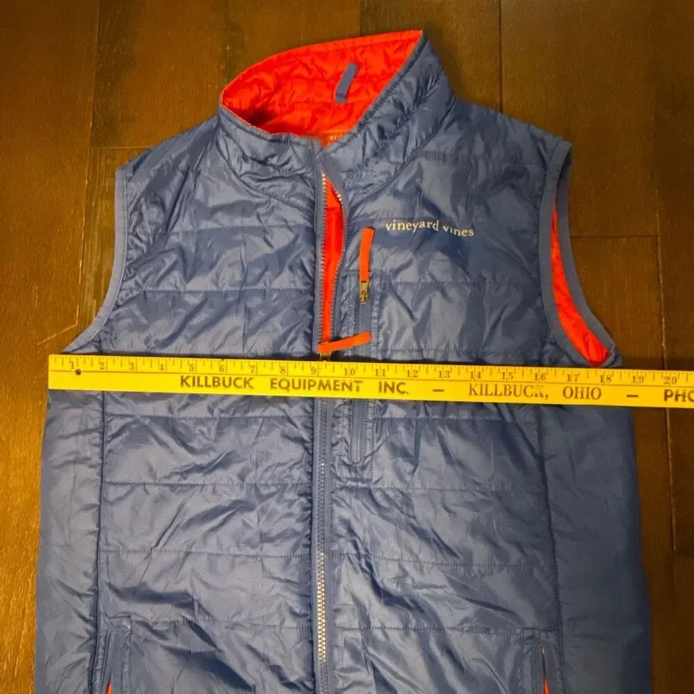 Vineyard vines boys puffer vest size xl 20 red blue preppy country club golf zip